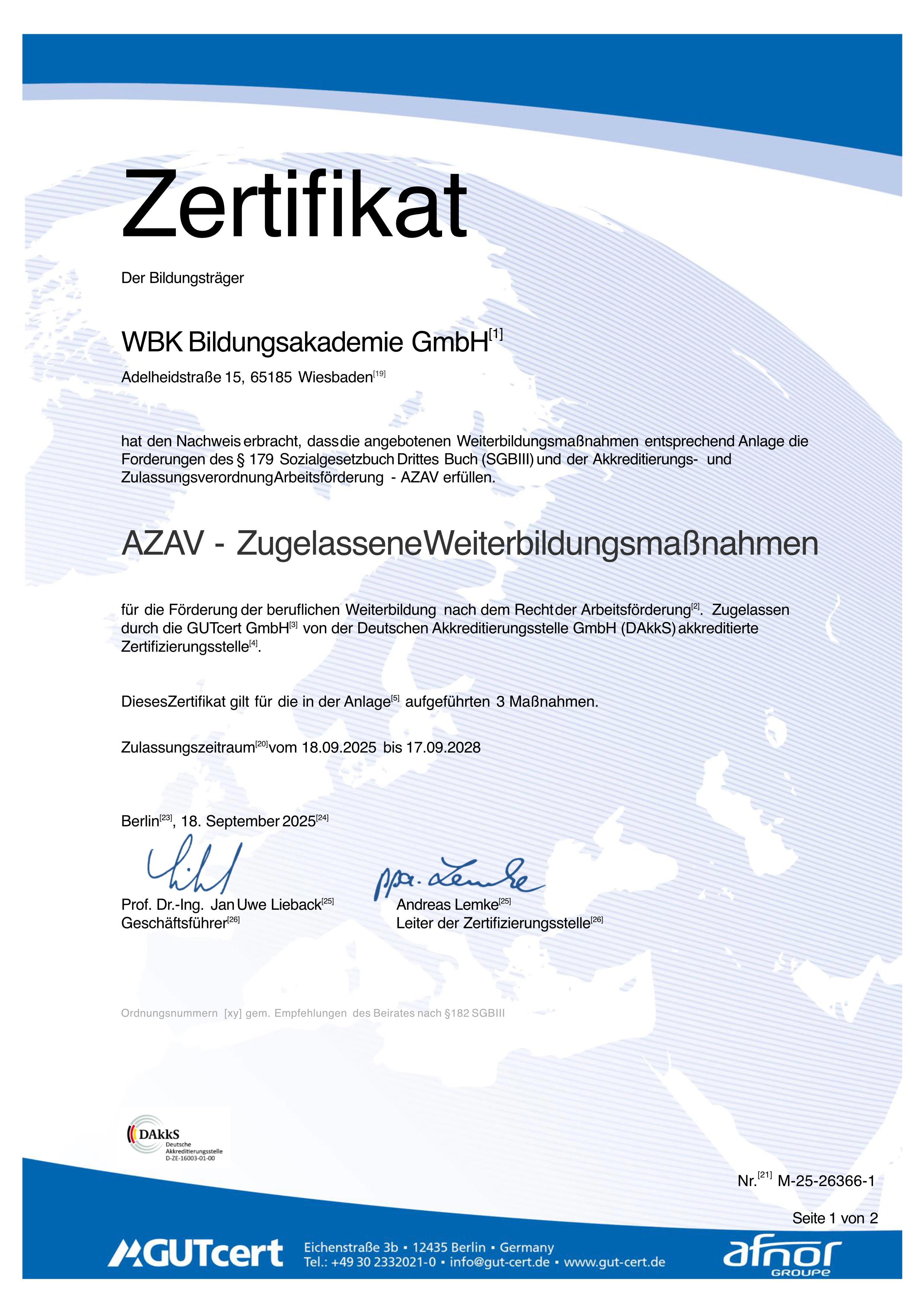 Maßnahmenzulassungen nach AZAV